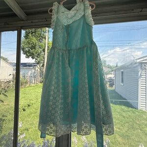 Jona Michelle Aqua Lace Kids Dress